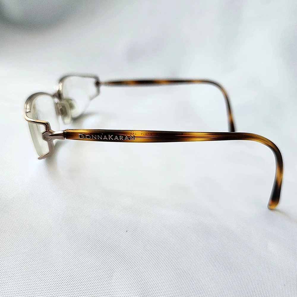 Donna‎ Karan DK 3536 Gold Tortoise Oval Semi Rimless Eyeglass Frames Italy 50-17